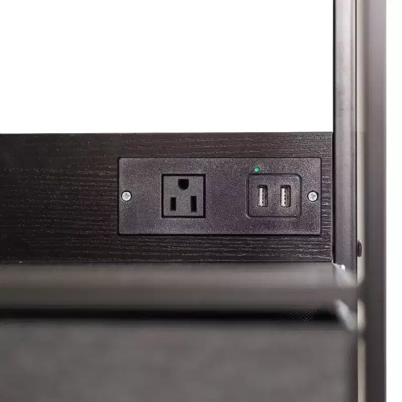 Table de chevet avec 3 tiroirs en tissu, station de charge, 2 ports USB et prise de courant – Plateau en bois d'ingénierie